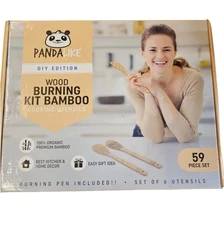 59 Pc. Wood Burning Kit COOKING UTENSILS DIY Edition Organic Bamboo GIFT IDEA