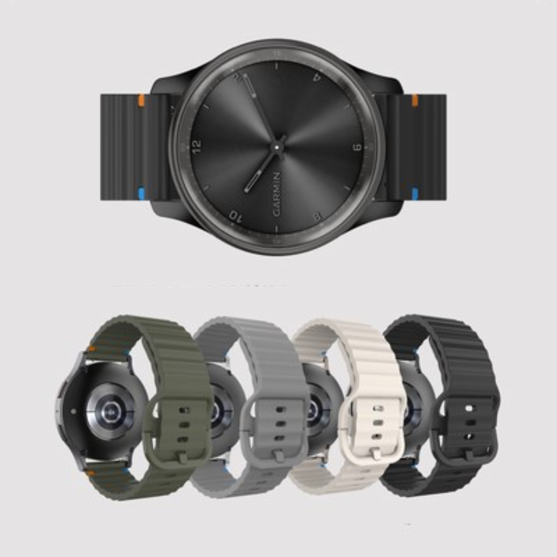 Bracelet ActiveFlex noir anti-irritation pour montre Garmin Vivomove Style contre la sueur