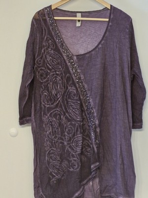TREDY Damen Bluse Tunika Gr 46 *NEU* lila Glitzer echt cool