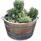 Wooden barrels, half cut barrel, oak barrel, wine barrel, planter,