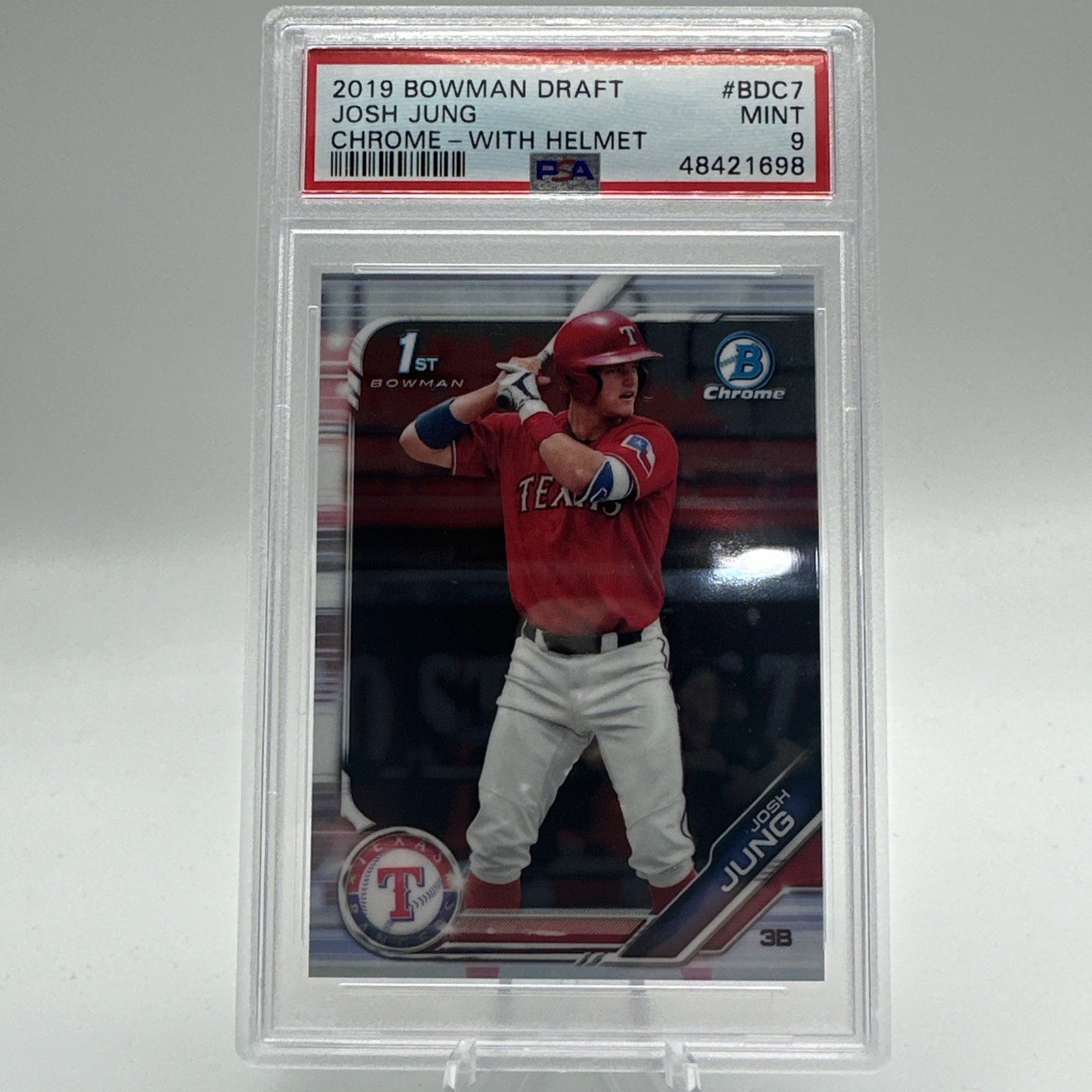 2019 BOWMAN DRAFT CHROME-WITH HELMET #BDC7 JOSH JUNG ROOKIE RC PSA 9