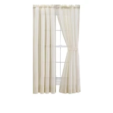 Ellis Curtain Cotton Voile 1.5" Rod Packet Tailored Panel Pair 80" x 96" Natural