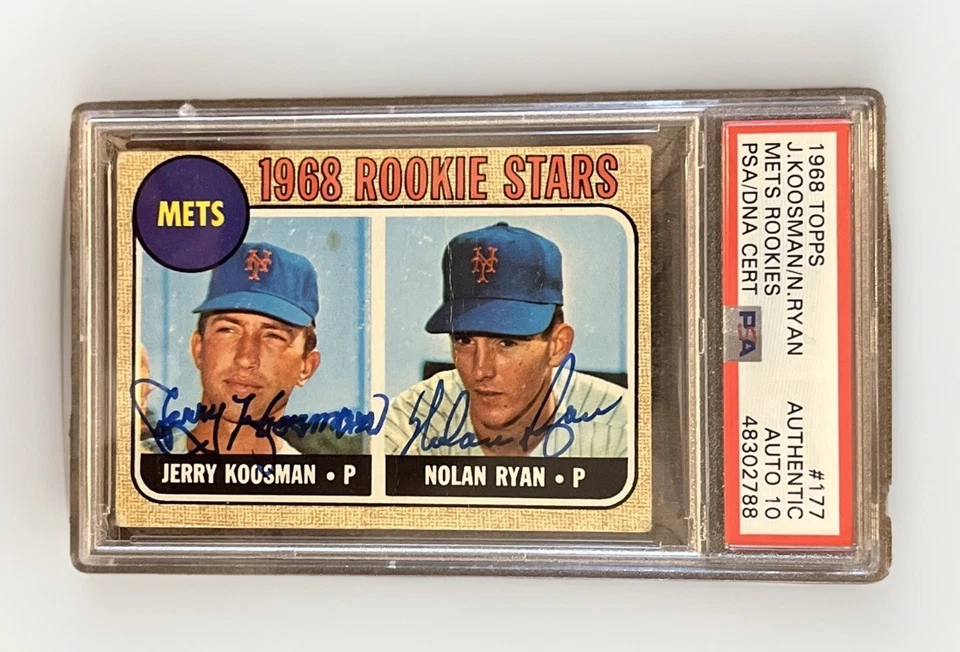 🟧Nolan Ryan🟦 Jerry Koosman🟧1968 Topps #177 RC Rookie Dual Auto 10 PSA - Imagem 2 de 4