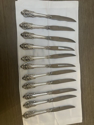 8.8" POLISHED WALLACE GRANDE BAROQUE STERLING SILVER STEAK KNIFE KNIVES GRAND