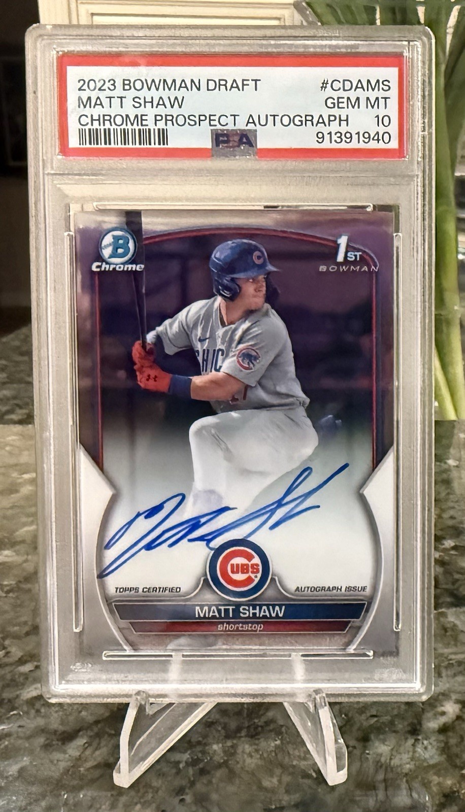 2023 Bowman Draft - Chrome 1st Auto Matt Shaw PSA 10 #CDA-MS (AU, RC) Cubs 💎