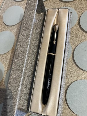 Neu Vintage Parker Slimfold 3 Füllfederhalter blau Goldrand 14K Feder mit Box