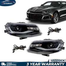 For 2016-2021 Chevy Camaro Pair Upgrade Halogen Headlight Projector Wled Drl For 2016-2021 Chevy Camaro Pair Upgrade Halogen Headlight Projector Wled Drl
