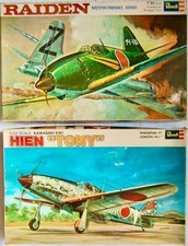 2 x Vintage Revell 1/32 kits Mitsubishi J2M3 Raiden H-288 & Kawasaki Ki61 H-276.