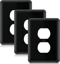 Outlet Cover Plate, Glossy Finish, Electric Wall Plate Covers, Black