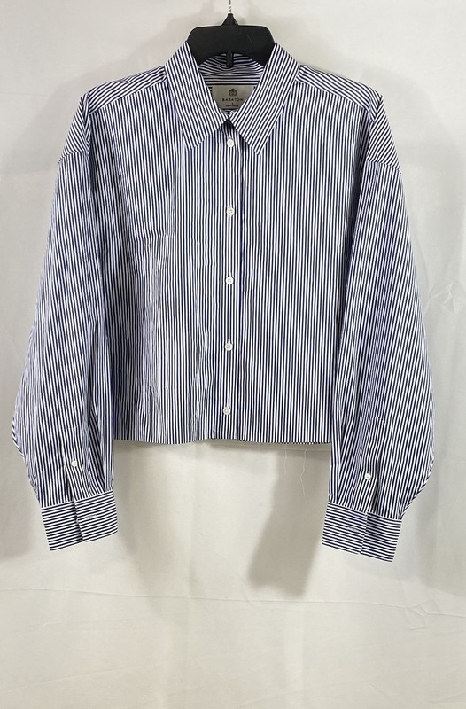 Babaton Women's Essential Oversized Long Sleeve Striped Shirt Blue White NWT S