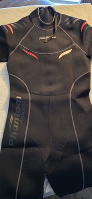 Phantom Aquatics Marine Men's Shorty Wetsuit Black Blue Large Diving Surfing