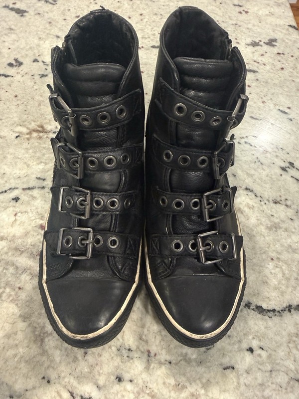 Ash Limited multi buckle hi-top  black leather  sneakers Size 38 (Size W7.5 US)