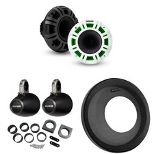 Kicker KMXL Horn-Loaded LED Powersports Speakers w/ Grilles & 12KMTES Tower E...