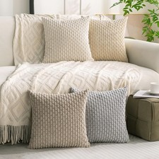 Set of 4 Neutral Decorative Throw Pillow Covers 18" x 18" Pack 4 