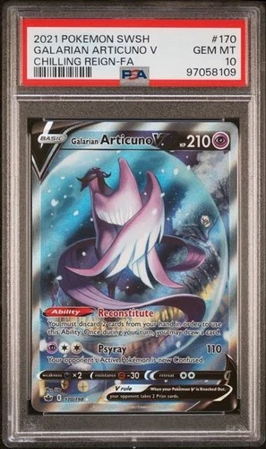 Galarian Articuno V 170/198 PSA 10 Sword & Shield Chilling Reign Pokemon Tcg