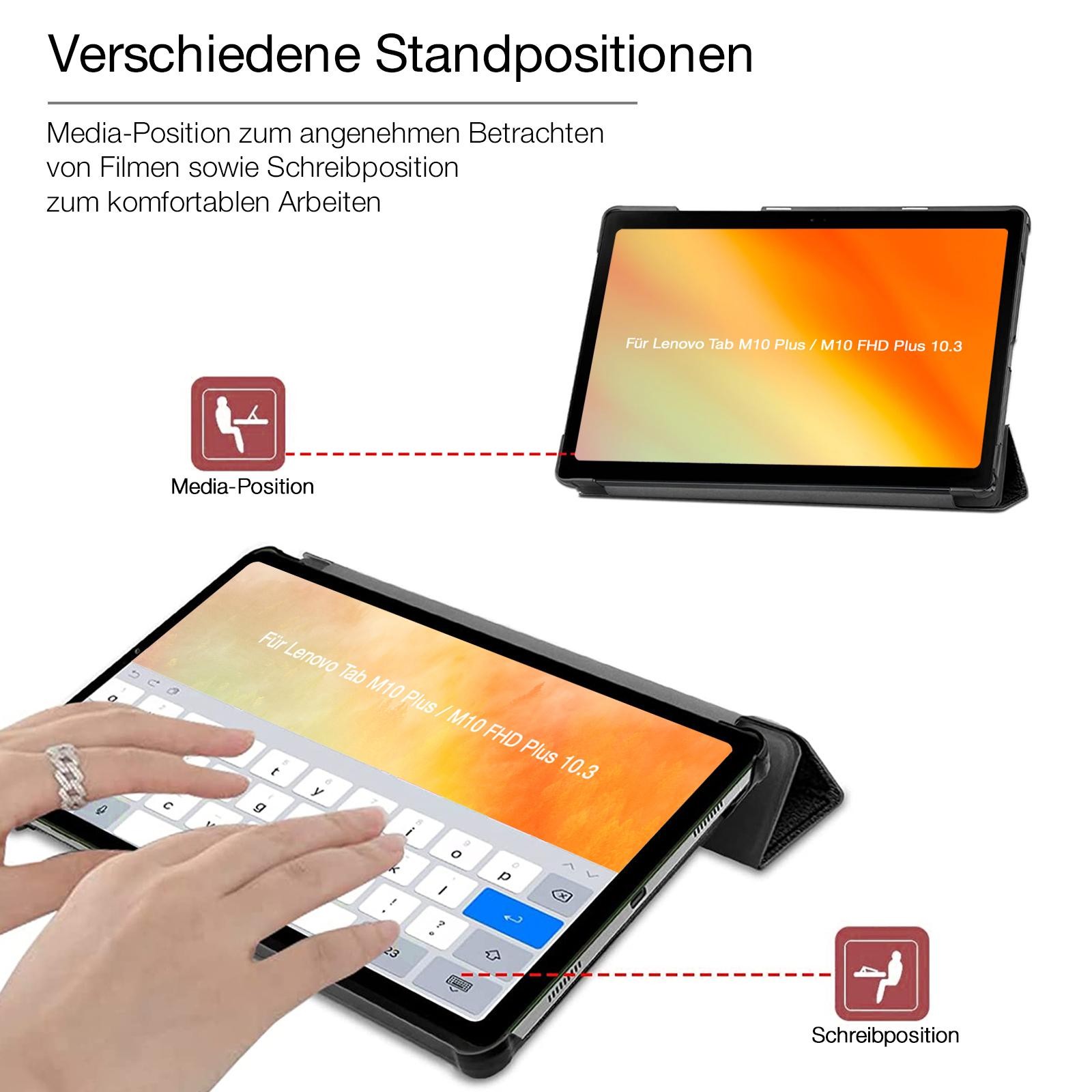 Custodia tablet per Lenovo Tab M10 Plus FHD Plus 10.3 2020 custodia ibisco fiorito foto 4