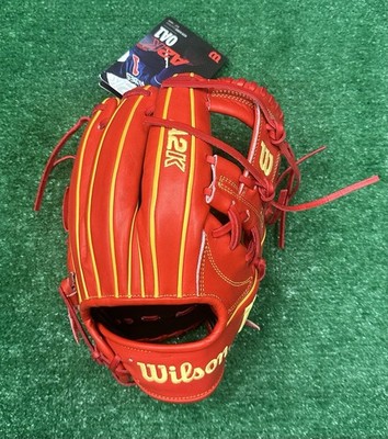 Wilson A2K 11.5'' OA1 Ozzie Albies Model Infield Baseball Glove - Red Yellow