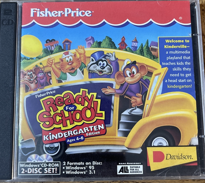 Ready For School Kindergarten PC CD Rom 2-Disc Set-Rare Vintage