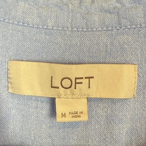 LOFT Light Blue Linen Viscose Button Up Shirt M - Picture 2 of 8