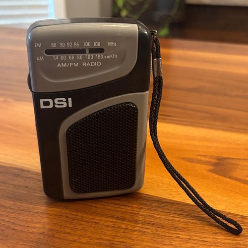 DSI AM/FM Black Gray Portable Handheld Radio with Headphone Jack and Wrist strap