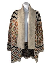 New Directions Cardigan Sweater SZ S Open Drape Front Aztec Western Southwest