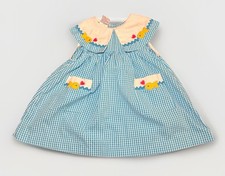 Vtg Girls Samara 4T Fish And Hearts Plaid Bib Dress