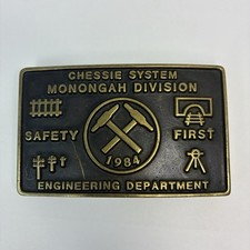 Vintage 1984 Chessie System Monongah Division Brass Belt Buckle Anacortes Works