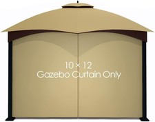 Gazebo Privacy Curtain with Zipper Side Wall Universal Fit for 10' x 12' Khaki