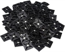 1" Self Adhesive Cable Zip Tie Mounts UV Protection Indoor or Outdoor, Black
