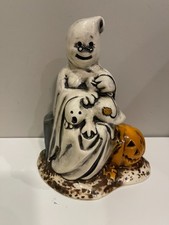 Vtg Ceramic Ghost &Baby Ghost & Jack O Lanter...