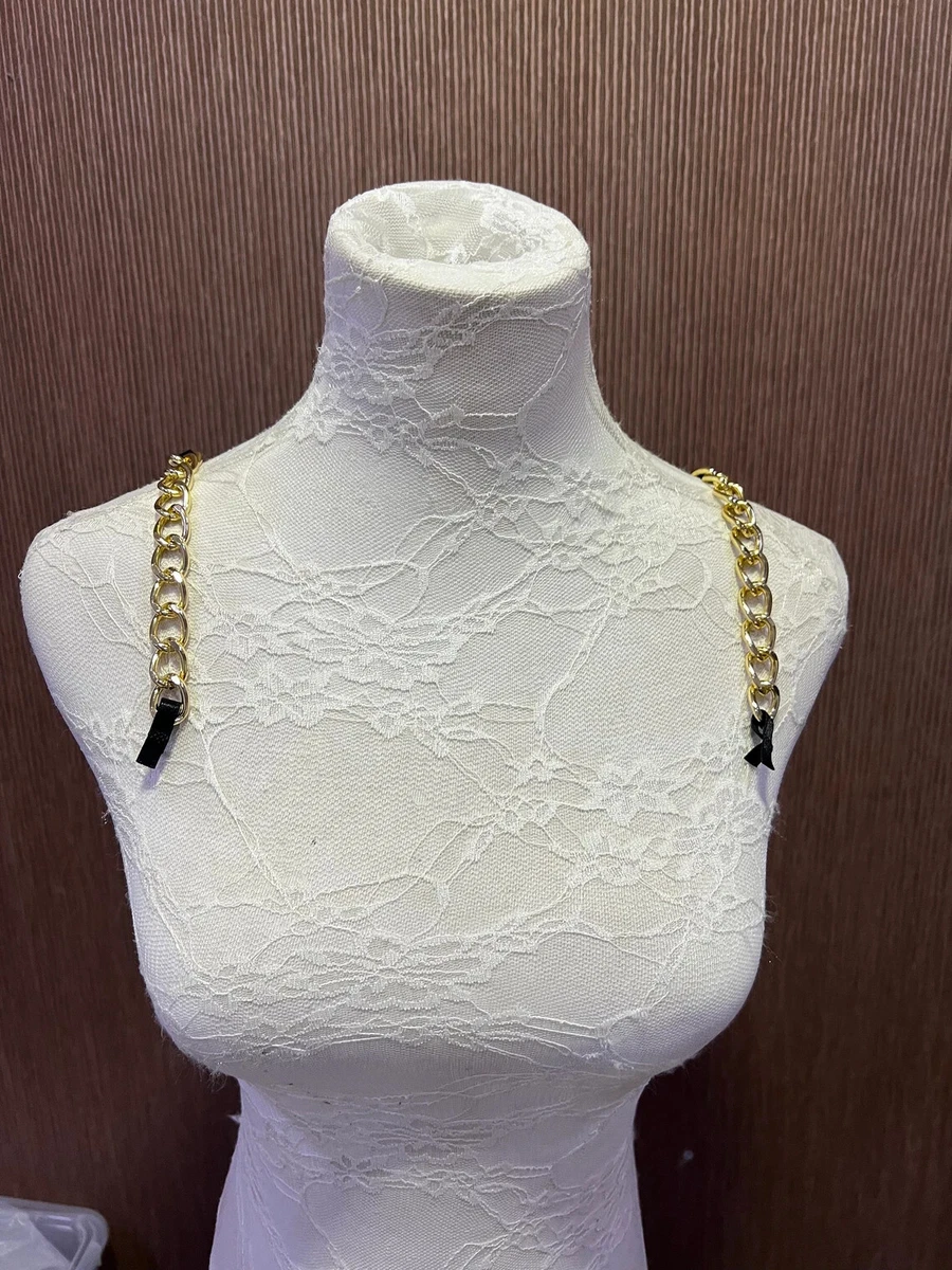 7mm Black with gold chain Adjustable Bra Straps, Bra Straps, Chain Bra  Straps