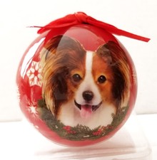 PAPILLION Dog Christmas Ball Ornaments Tree Decoration RED Gift for Dog Lover