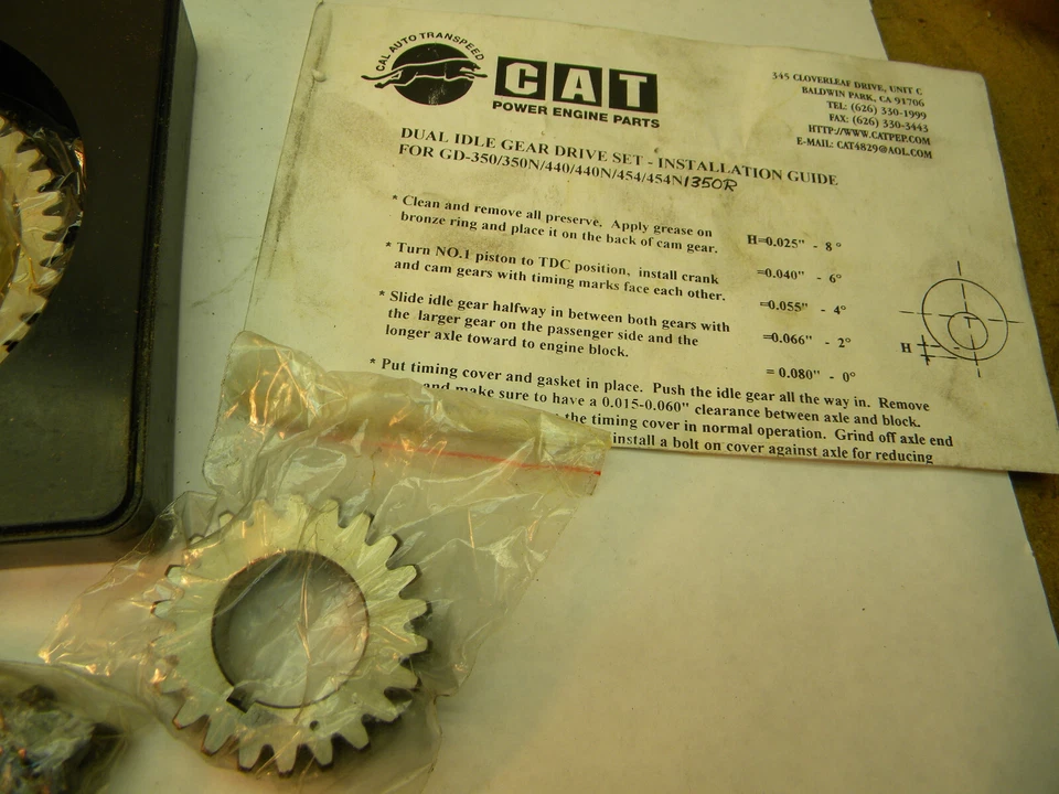 C.A.T. Equipo eléctrico. Juego de transmisión de engranajes de ralentí doble; GD-350; NOS; piezas de carreras Foto 3 de 4