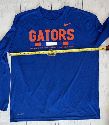 Nike University of Florida Gator Blue Dry-Fit Athletic Cut Mens XL LS Shirt - Picture 9 of 14