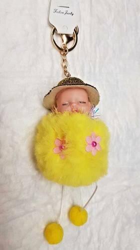Key Chains Yellow 3" Pon Pon Baby with Hat - Brand New - Picture 2 of 5