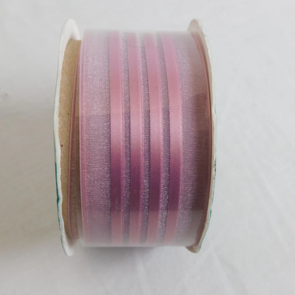 Dusty Rose Pink Lot of 4 Opulence Polyester Nylon Sheer Ribbon 1.5"x9' Each NOS - Image 2 of 4