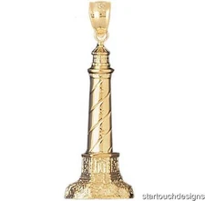 New 14k Yellow Gold Lighthouse Pendant