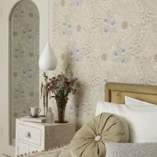 Image of William Morris & Co Larkspur Wallpaper 212557 Colour Manilla/Old Rose