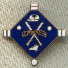 Ext. Rare 1860s - 70s NY Mutuals Baseball Team Member Badge in 14K