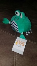 NEW CARTERS Just One You 6  Green Navy Striped Plush Crab Doll Lovey Captn Cutie