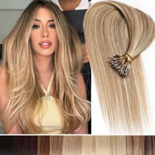 Nano Ring 100 Human Remy Hair Extensions Highlight NANO Loop Beads I Tip Color
