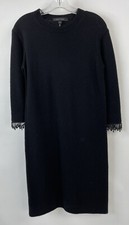 Marc Jacobs Wool/Cashmere Knit Sweater Dress Black Size XS Beaded Sleeves Lined