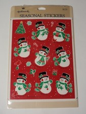 Vtg Hallmark 1988 Seasonal Christmas Holiday Happy Snowman Stickers SEALED 