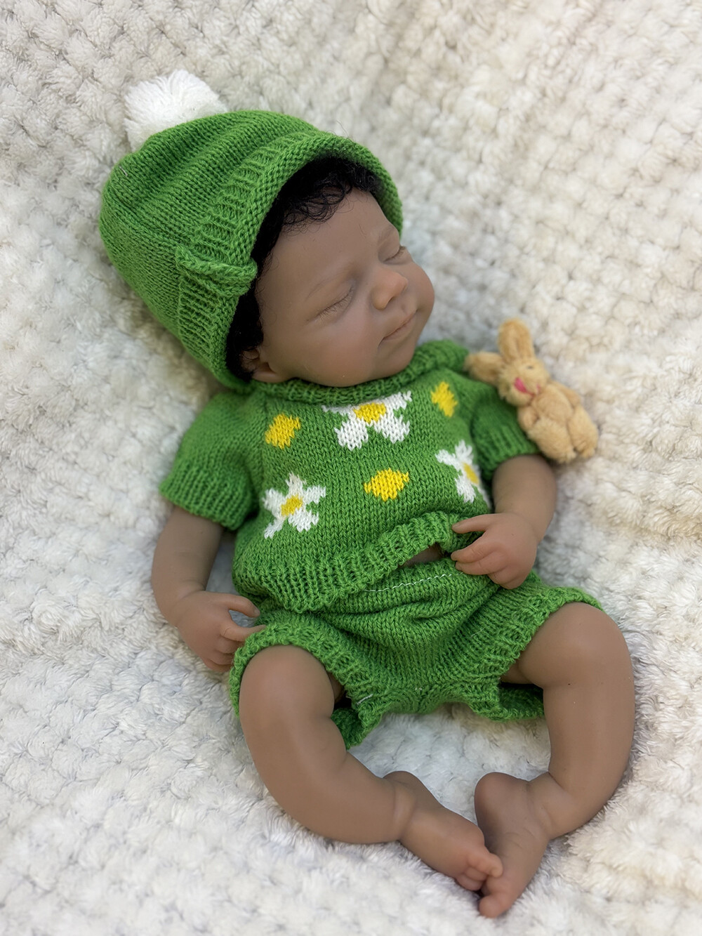 13Inch Dark Skin Open Mouth Full Body Solid Silicone Baby Dolls Girl Rooted Hair
