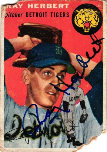 Ray Herbert 1954 TOPPS #190 SIGNED AUTO Autographed MLB Tigers MLB