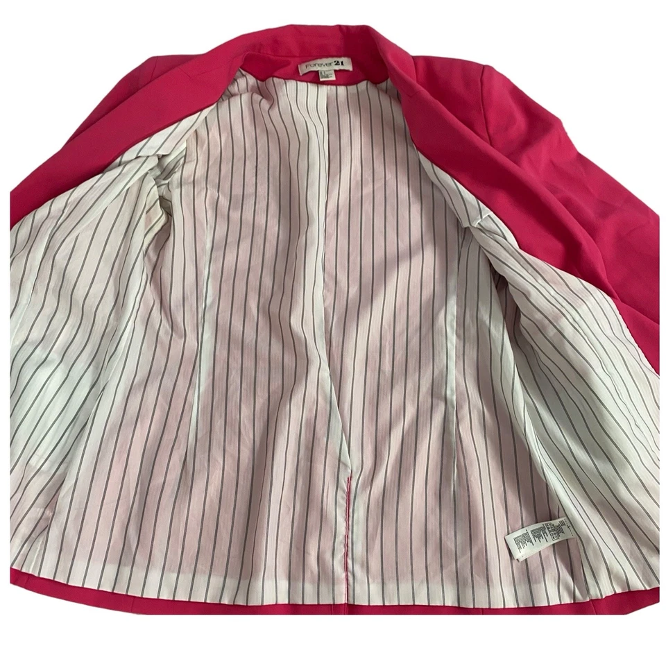 Blazer Forever 21 Mujer Grande Rosa Barbie Trabajo Oficina Preppy Chaqueta Informal Foto 4 de 4