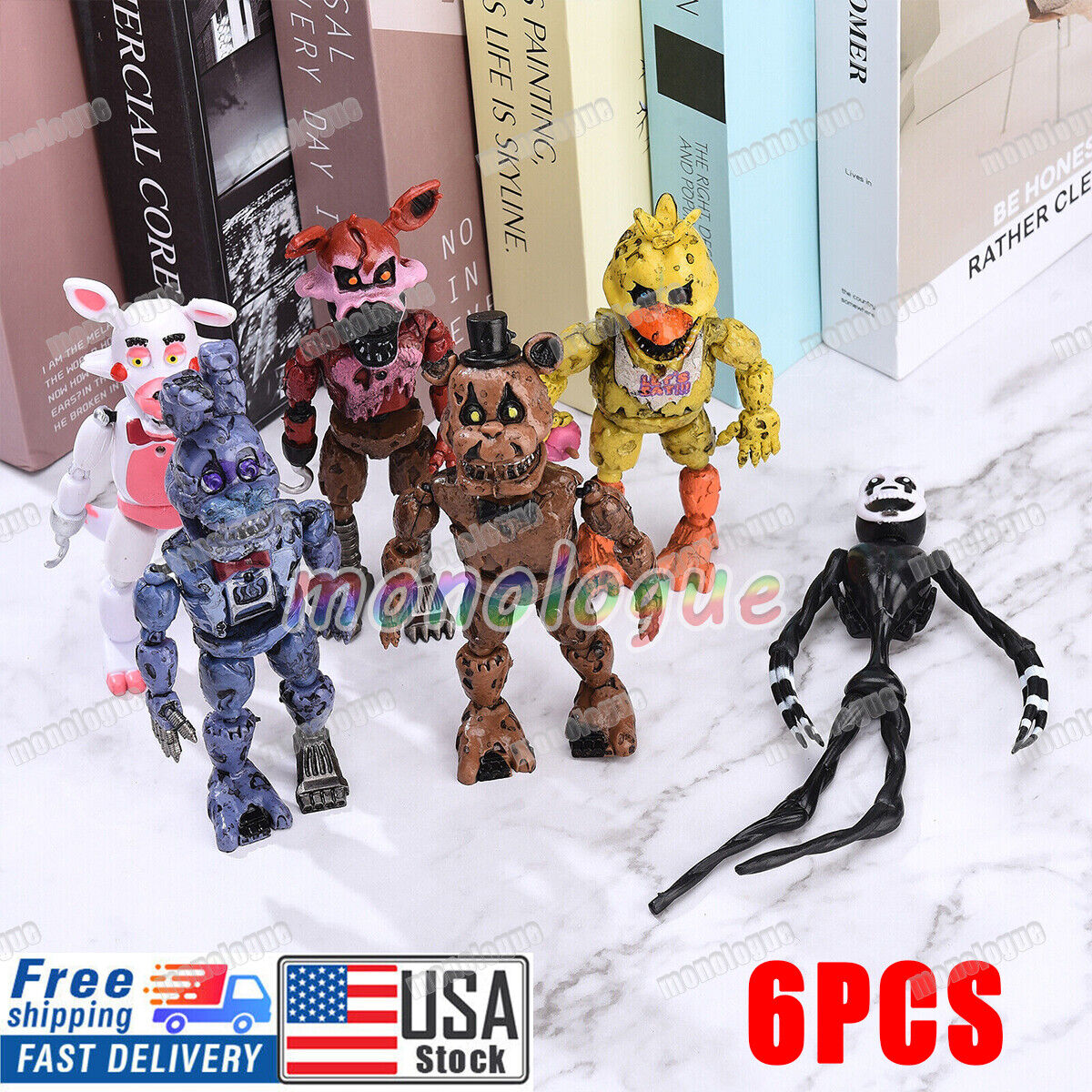 6PCS 6in Five Nights at Freddy's Action Figures Christmas Nightmare FNAF  Toy Set