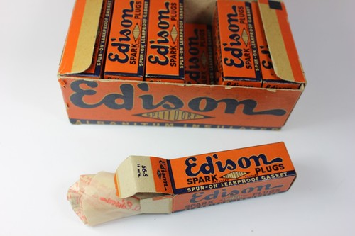 Thomas EDISON Splitdorf Spark Plugs - FULL Box (12) Factory Sealed NOS - RARE ! - Picture 3 of 10