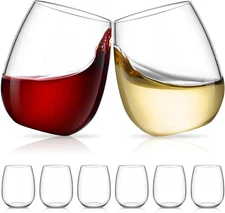 Unbreakable Tritan Wine Glasses Set of 6, 18 Oz Stemless Wine Glass, BPA Free Pl