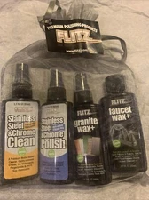 Flitz Steel & Chrome Cleaner, Polish, Granite Wax+, Faucet Wax + 1.7 Fl Oz Each